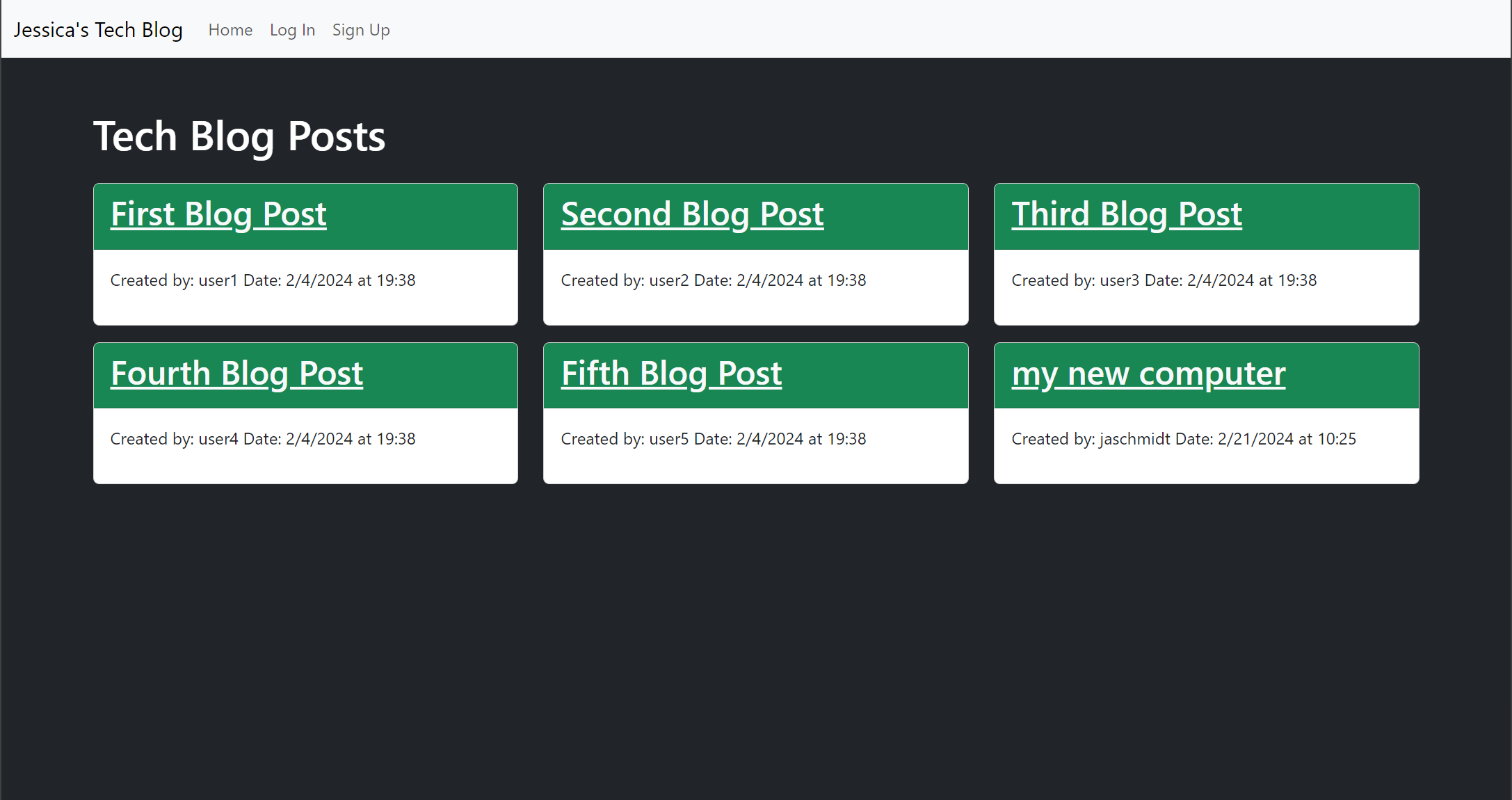 displayed projects with associated links